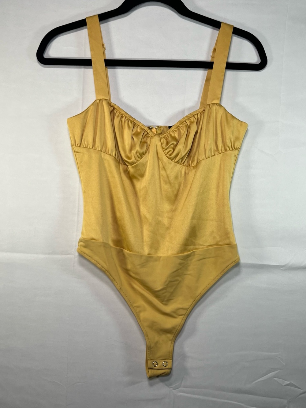 Danielle Bernstein Gold Satin Corset Bustier Bodysuit Yellow Size 2